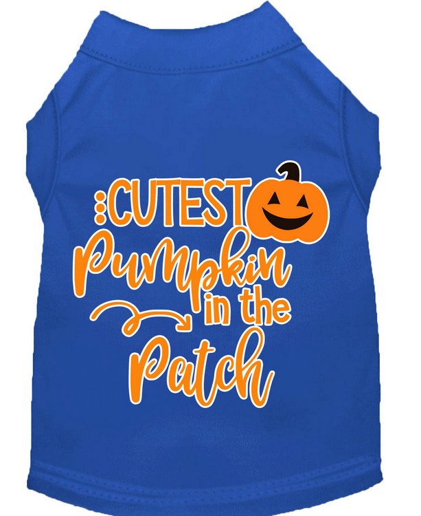 Cutest Pumpkin in the Patch Screen Print Dog Shirt Blue XL